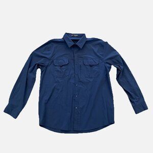 Outdoor Series Fallow Men’s Large Blue Long Sleeve Button Down Fishing Shirt